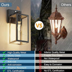 Kalium Dusk to Dawn Porch Outdoor Light, Wall Light Fixtures Waterproof Exterior Wall Sconce Light Fixture with E26 Base for Patio Entryway Hallway (Bulb not Included)