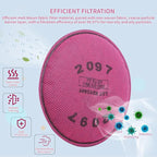 2097 Respirator Filters (50Pcs/25Pairs), Respirator Cartridges with Activated Carbon Layer, Filter for 6200, 6502, 6800, 7502 Respirator, for Against Particulate, Dust, Organic Vapor, Painting