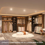 Armocity 120 Inches Closet System, 10FT Walk In Closet Organizer with 3 Shelving Towers, Heavy Duty Clothes Rack with 3 Drawers, Built-In Garment Rack, 120" L x 16" W x 75" H, Max Load 1300 LBS, Black