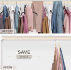 MORALVE Pants Hangers Space Saving - European Beechwood Scarf and Jean Hangers - Closet Organizer and Space Saver Pant Rack, Leggings Hanger, and Scarf Holder with 360° Swivel Hook (1 Pack)