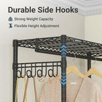 VIPEK R2 Pro Rolling Garment Rack 2-Sided Hanging Heavy Duty Clothes Racks with Wheels Adjustable Shelves Hanging Rods Metal Portable Closet Storage Freestanding Clothing Rack, Max load 600lbs, Black