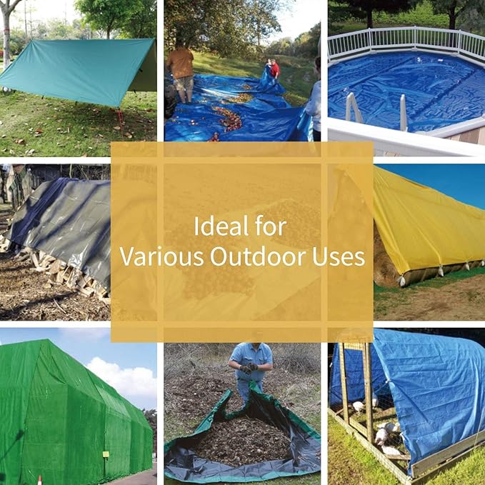 GUARD SHIELD Heavy Duty Tarp 6x8 Feet Green Multi Purpose Thick Waterproof Poly Tarp Cover 10mil