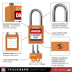 TRADESAFE Lockout Tagout Locks Set - 7 Orange Loto Locks, Lockout Locks Keyed Different, 2 Keys Per Lock, OSHA Compliant Lock Out Tag Out Padlocks, Safety Padlocks for Electrical Lockout Tag Out Kits