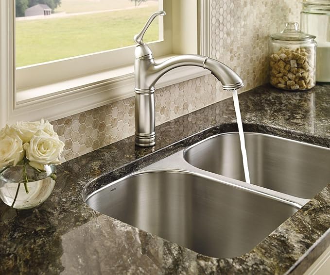 Moen 7295SRS Brantford One-Handle Pullout Kitchen Faucet Featuring Power Clean and Reflex, Spot Resist Stainless