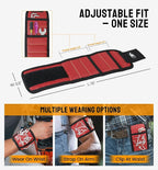 HiRui Magnetic Wristband for Tools – Ultra-Strong 15 Neodymium Magnets Hold Screws, Nails & Bits, Dual Pockets – Hands‑Free for DIY, Home Repairs, Auto – Gift‑Ready for Dad, Husband, Grandpa (Red)