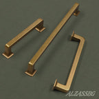 Alzassbg 10 Pack Antique Brass Cabinet Pulls, 5 Inch(128mm) Hole Centers Cabinet Handles Square Kitchen Hardware for Cabinets AL3046AE