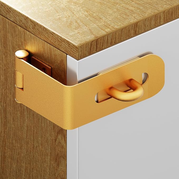 Door Lock Hasp Latch, 90 Degree Solid Iron Safety Packlock Clasp Hasp Lock Latch, Extra Thick Gate Lock Hasp with Screws Brushed Finish (2.24 inch)