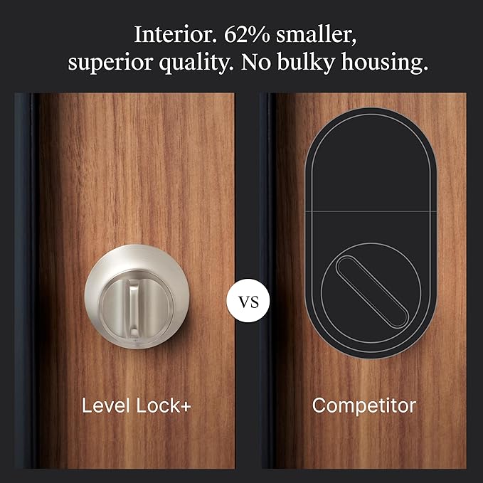 Level Lock+ (Matter) Smart Lock - World's Smallest, Most Advanced Matter-Over-Thread Deadbolt Plus Apple Home Key - Keyless and Remote Access via Apple, Alexa, Google Home, SmartThings (Satin Nickel)