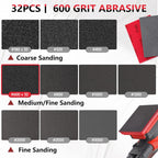 32PCS 600 Grit Sanding Sponge Set, 3x4 Inch Hook & Loop Wet Dry Sanding Pads for Wood, Metal, Auto Body - Foam Sanding Sponges for Furniture, Crafts, Drywall & Model Polishing