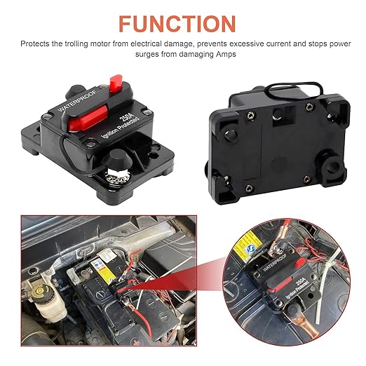 Erayco 60 Amp Circuit Breaker with Manual Reset Waterproof Inline Fuse Inverter for Marine Trolling Motors Boat ATV Manual Power, Suface Mount, 12V-48V DC