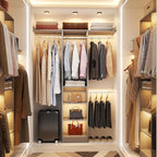 48" Small Closet Organizer, 4FT Closet System for Small Closets with 4 Hanging Rods & 3 Shelves, 80"H Small Closet Organizers and Storage for Bedrooms, Cloakrooms, Gray