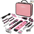 WORKPRO Pink Tool Set - 100 Pieces Pink Tool Kit with Easy Carrying Pouch, Household Tool Kit for Home, Apartment, Office, College, Perfect for DIY Projects, Home Maintenance - Pink Ribbon