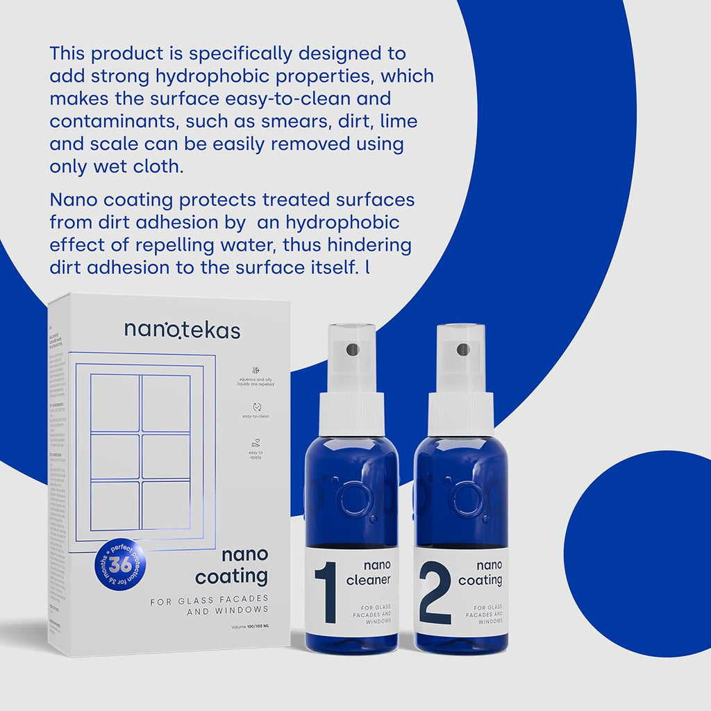 Ceramic Coating Kit for Glass Facades and Solar Panels- Ceramic Glass Facade treatment forms a finishing Coating - Ideal Water & Stain Repellent - Long-Lasting Clarity for Exterior Glass
