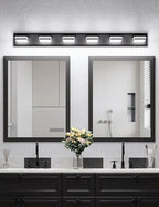 VOLISUN Modern Bathroom Vanity Light Fixtures (6-Light, 48-Inch), Matte Black LED Bathroom Lighting Fixtures Over Mirror, 360°Rotatable Head, LED Vanity Lights for Bathrooms (Cool White 6000K)