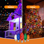 C7 LED Replacement Bulbs, 25 Pack Multicolor Christmas Light Bulbs for Outdoor String Lights, Patio Xmas Tree Holiday Party Wedding Prom Decor, E12 Candelabra Base