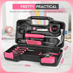 39-Piece Pink Tool kit for Women with Plastic Storage Case – All Purpose Household Repair Tool kit, Essential for Women for Home, Office, Apartment, Dormitory Use