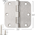 30 Pack Satin Nickle Door Hinges Brushed 3.5 Inch Interior Rounded 5/8" Radius 3-1/2" Flat Iron Hinge Hardware House Bifold Table Farmhouse Bedroom Office Living Room Decor 3½" Accessories for Doors