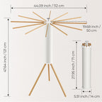 Tripod Clothes Drying Rack, Garment Rack Portable and Foldable Space Saving Laundry Drying Rack - Dryer Rack Clothing Floor Folding Balcony Bedroom Household (Beige(Wood), 12 rods)