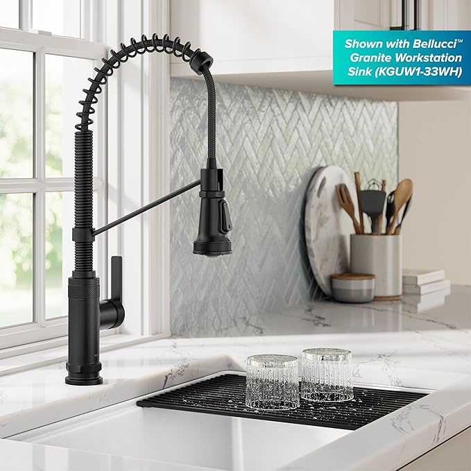 KRAUS Allyn Commercial Style 2-Function Single Handle Pull Down Kitchen Faucet in Matte Black, KPF-4110MB