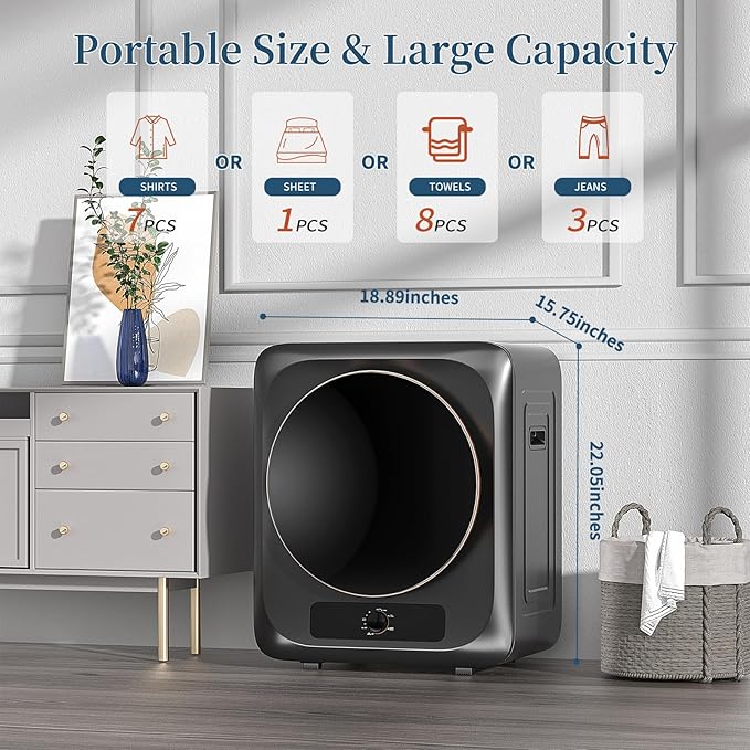 Zynkez 25Lbs Washer and 10Lbs Dryer Combo, Full Automatic Portable Laundry Set with 10 Wash Programs, 5 Dry Modes, Stainless Steel Tub, Compact for Apartments, Dorms, RVs