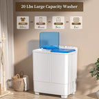 VCJ Portable Washing Machine, Twin Tub Washing Machine Laundry Compact Washer spinner Combo with 20lbs capacity, 12Lbs Washer and 8Lbs Spinner dryer for Apartments RVs and Dorms