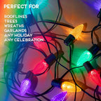 HLO Lighting Set of 500 C9 LED Christmas Lights | Multi-Colored (R, G, B, Y, P) C9 LED Light | Faceted Bulbs for Indoor & Outdoor Use | Christmas Outdoor Décoration