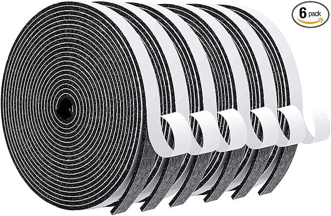 MAGZO Weather Stripping Door Seal, 1/2 in W X 1/8 in T X 99 Ft Total Adhesive Foam Insulation Tape for Windows 16.5 ft X 6 Rolls, Black