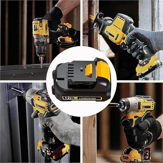 12V DCB120 2.0Ah Battery Replacement for DeWalt 12v Max Battery DCB120 DCB121 DCB123 DCB122 DCB124 DCB125 DCB127,Compatible with DeWalt 12V power Tools , Lightweight Lithium UL Certified (2-Pack)