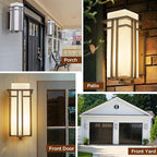 15.35" H Matte Brown Outdoor Wall Light Large Outdoor Wall Lantern Oil Rubbed Bronze Exterior Light Fixture Waterproof Metal with Frosted Glass Sconce Light for Porch Garage Front Door, Brown (Large)