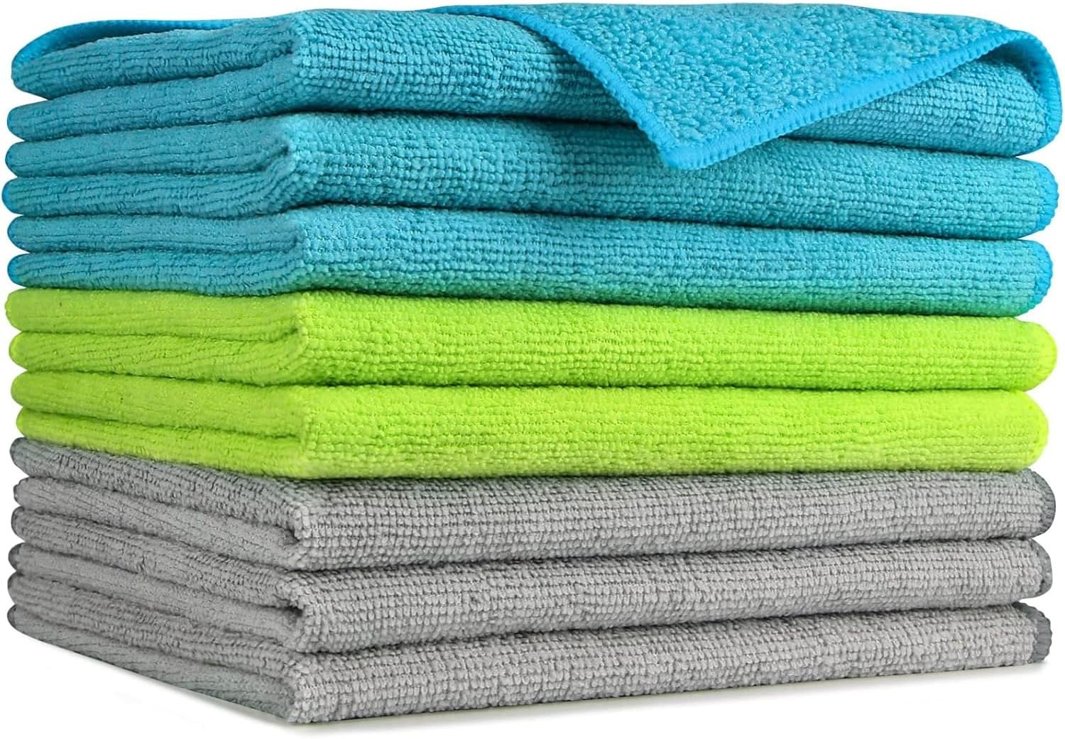 AIDEA Microfiber Cleaning Cloth-8PK, Soft Microfiber Towels for Cars, Absorbent Cleaning Rags, Lint-Free Streak-Free Wash Cloths for House, Kitchen, Window(12in.x16in.)