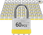 Padlocks with Same Key, LQYN 60 Pcs Laminated Keyed Padlock (1-9/16", 40mm), Keyed Alike Locks, Normal Shackle, for Storage Locker, Hasp Latch, Toolbox, Sheds
