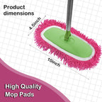 Reusable Microfiber Chenille Mop Pads Compatible with Swiffer Sweeper, Dry Sweeping Cloths & Wet Mopping Cloths, Refills for Hardwood Surface Floor Cleaning, 4 Pack (Pink)