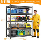 72" H Heavy Duty Garage Shelving 5 Tier 2500 LBS Storage Shelves Adjustable Industrial Metal Wire Shelf Unit for Garage,Basement,Pantry,Warehouse,Commercial