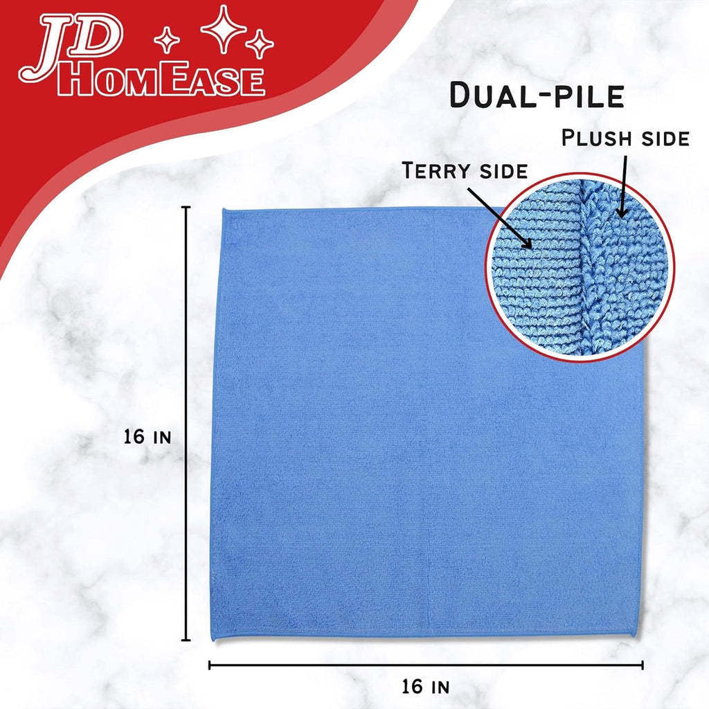 Microfiber Cleaning Cloths, 240 Pack, 16"x16", All-Purpose, Softer, Highly Absorbent, Lint-Free, Reusable, Washable Pro Towels, Blue, for House, Kitchen, Bathroom, Car, Office