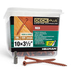 Deck Plus 3-1/2 Inch Epoxy Coated Exterior Wood and Fence Screws #10 x 3-1/2" Torx/Star Drive Included Coarse Thread, Outdoor Rust Resistant Decking Screw, Red, 5lb Box, 275 Pieces | 48436