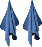 POLYTE Ultra Premium Microfiber Kitchen Dish Hand Towel Waffle Weave, 8 Pack (16x28 in, Blue)
