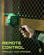 LasGoo Laser Level 3x360° Self Leveling, 3D Green Cross Line Laser for Construction and Picture Hanging, Rechargeable Battery, Remote Control, Magnetic Rotating Stand Included - LG-3Dx