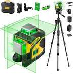 PREXISO Laser Level 3 X 360° Self Leveling with 47 In. Tripod, IP54 Rechargeable 100Ft Green Lazer Leveler Tool for Construction, Home Renovation with Magnetic Base, Battery Adapter, Case, Accessories