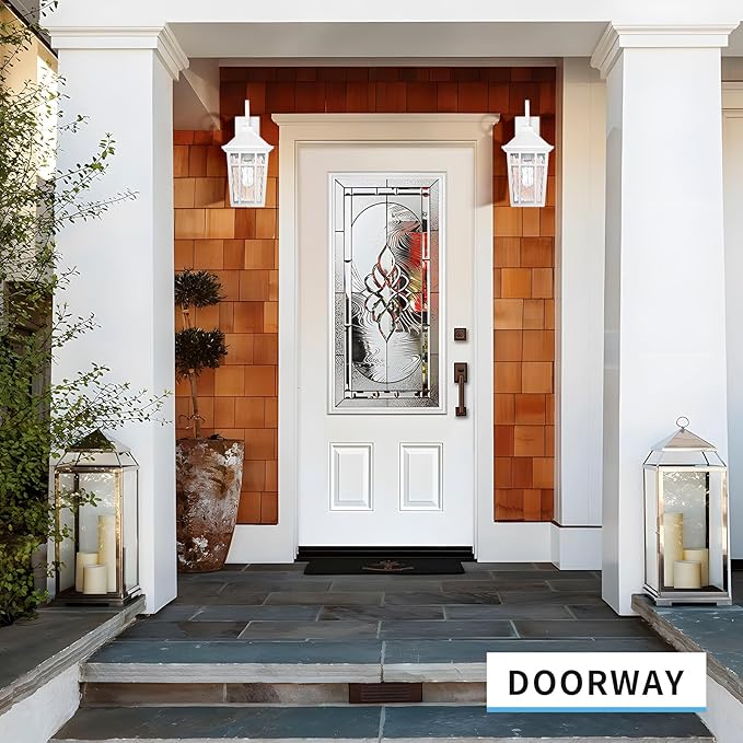 Darkaway 2pcs Large Outdoor Wall Lights for House, 18inch Exterior Lighting Fixtures Wall Mount White Outside Wall Sconce with Water Ripple Glass for Porch Patio Front Door