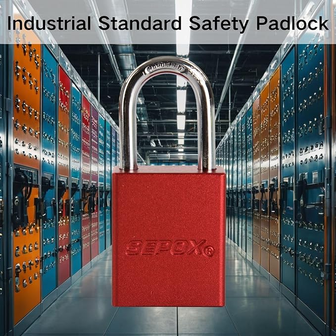 SEPOX® Ultra-Durable Anti-Rust Outdoor Padlock - Red Aluminum 38mm 1-1/2" with Long Shackle & 3 Big Keys Ideal for Gate, Storage, Locker, Fence & Lock-Out, High Security