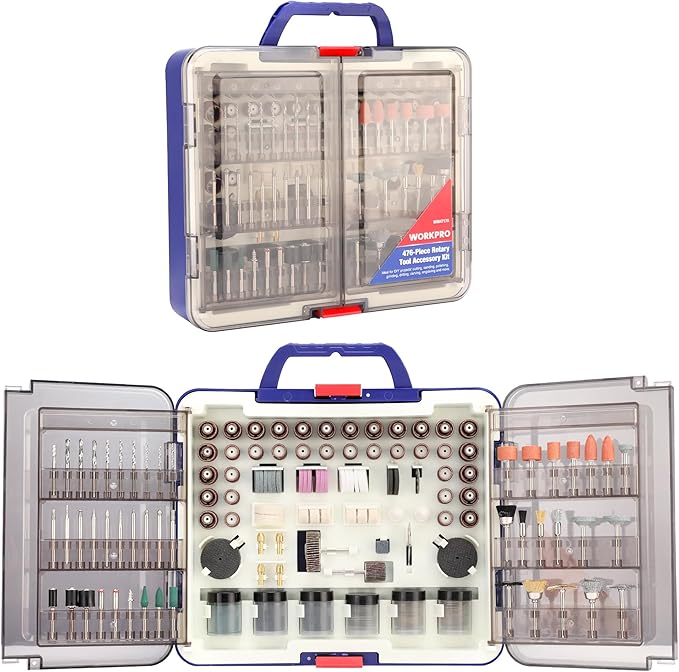 WORKPRO 476PCS Rotary Tool Accessories Kit, Rotary Tool Bits for Easy Cutting, Sanding, Grinding, Carving, Polishing, Drilling and Engraving