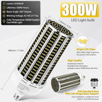 300W 2 Pack LED Corn Light Bulb,3000W Equivalent Commercial Grade 43500LM Daylight 5000K E26/E39 Medium Mogul Base LED Lamp,Large Area Lights for Outdoor Indoor Garage Warehouse Gym Bay Light