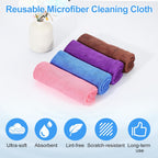 HARFINGTON 6 Pack Microfiber Cleaning Cloth, 16" x 16" Multi-Functional Cleaning Towels Reusable Absorbent Rags for Car Wash Kitchen Household Window Clean, Brown