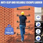 3-Rung Window Well Ladder, Heavy Duty Steel Basement Egress Ladder, Adjustable Wall Muonted Ladder for Home Safety, 700LBS