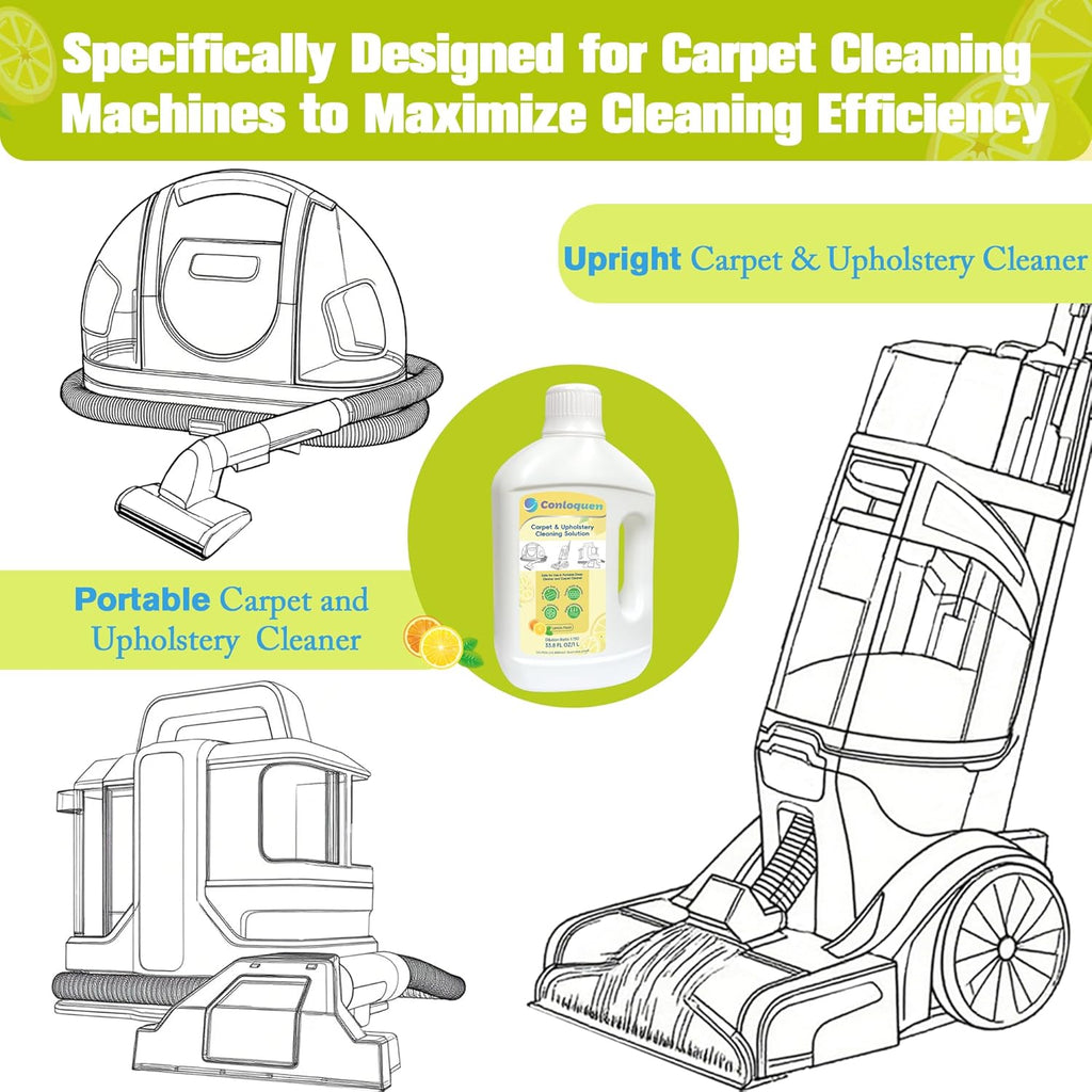 150X Concentrate Carpet Cleaner Solution for Portable Carpet Deep Cleaner and Upright Carpet Cleaner Machine, 33.8 Fl.oz Makes 39.6 Gal Formula, Carpet Stain Remover Lemon Scent