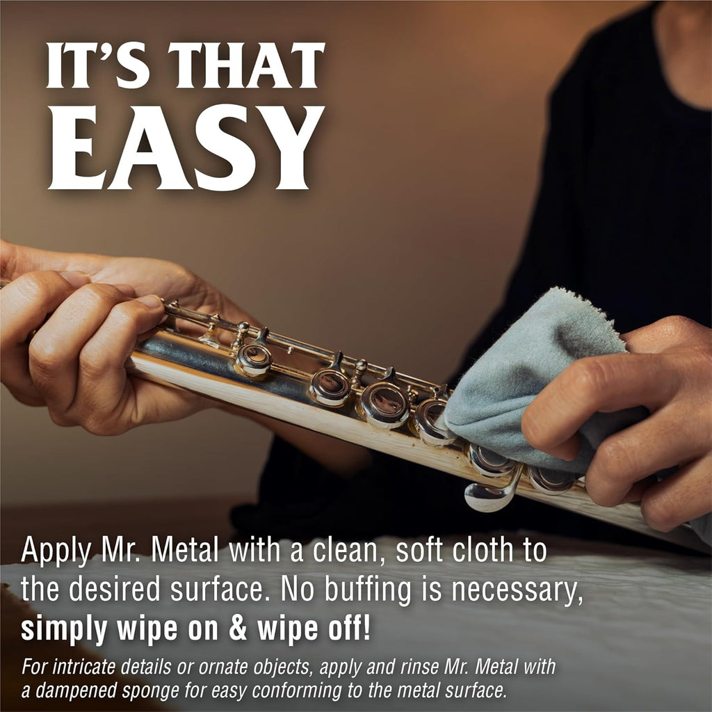 Mr. Metal Metal Polish Liquid All Metal Multipurpose Cleaner, Non-Abrasive, Instant Sterling Silver Cleaner, Brass and Stainless Steel Cleaner, Grime and Tarnish Remover, Chrome Silver Polish, 8 oz