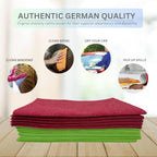 10 Pack Extra Large Original German Holiday Shammy Cloths Chamois Towels Super Absorbent for Pets, Parenting Tool Cleaning for Home and Commercial Use Wholesale Bulk (Red and Green)