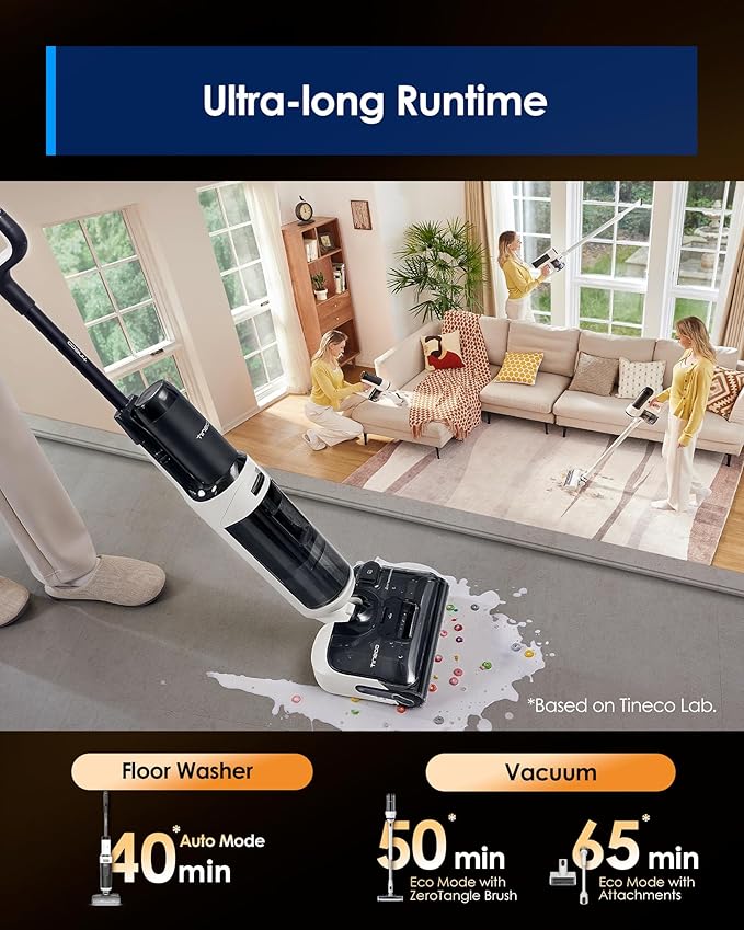 Tineco Floor ONE Switch S6 Stretch Wet Dry Vacuum Cleaner, Multi-Function, 180° Lay-Flat, Anti-Tangle Design, Self-Cleaning, 65Min Runtime, Dual-Edge Cleaning, Whole-House Cleaning Floor Cleaner