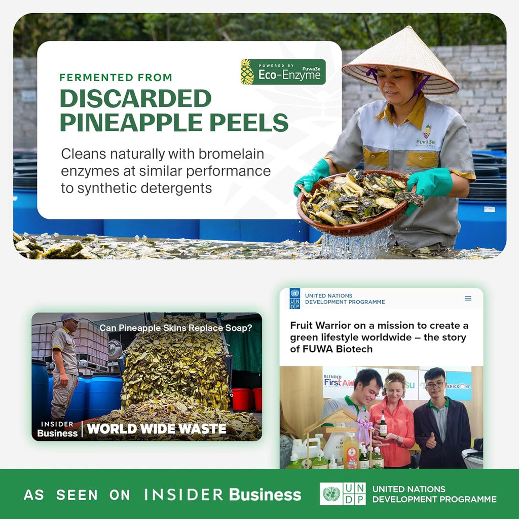 Fuwa3e Pineapple Enzyme Natural Toilet Bowl Cleaner Halcyon Eucalyptus - 16.9oz 3 Pack - 99% Plant Based Non Bleach Bathroom Cleaner - Freshens and Deodorizes with Fermented Pineapple Peels