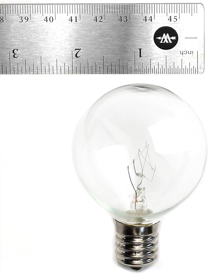 Hometown Evolution, Inc. 50 Foot C9 Commercial Exterior Globe String Lights with 40 G50 2 Inch Clear Bulbs (White Wire) for Weatherproof Heavy Duty Vintage Outside Lighting